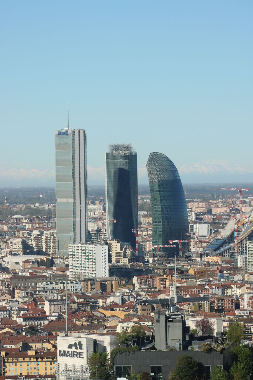 Milan's modern skyline with the Porta Nuova skyscrapers, Italy